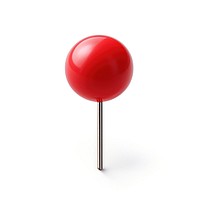 Paper push pin lollipop red white background.