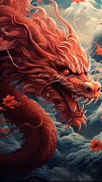 Chinese dragon red representation creativity.