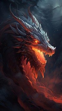 Illustration of a dragon fire creativity darkness.