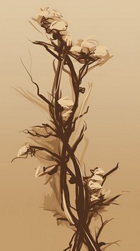  Bloomimg bush sketch drawing flower. AI generated Image by rawpixel.