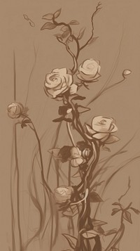  Rose bushes flower sketch drawing. AI generated Image by rawpixel.
