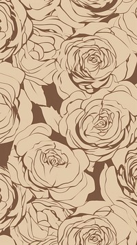  Rose flowers repeated pattern sketch plant art. AI generated Image by rawpixel.