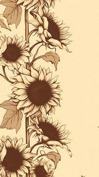  Sunflower blooming pattern sketch drawing. AI generated Image by rawpixel.
