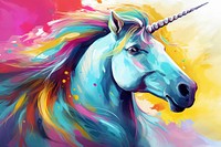 Surrealism painting of a unicorn art animal mammal.