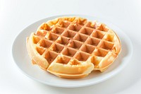 Waffle on a white plate food white background breakfast.