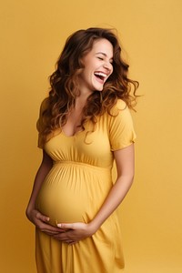 Happy Pregnant Woman laughing pregnant smile.