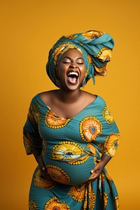 Happy Pregnant african Woman laughing portrait adult.