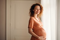 Happy Pregnant caucasian Woman pregnant portrait adult.
