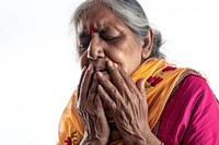 Mature indian woman adult white background spirituality.