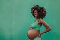 Pregnant black woman smiling adult green.