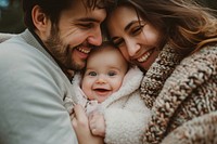Happy family baby laughing portrait.