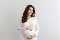 Happy Pregnant Woman pregnant standing portrait.