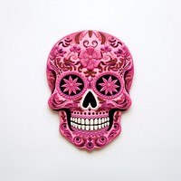 Pink skull in embroidery style purple representation celebration.