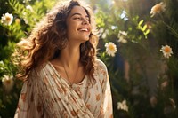 Lebanese woman laughing summer smile.