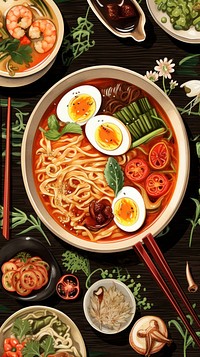 Thai food soup dish noodle.