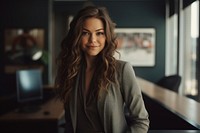 Young woman smiling office portrait adult.