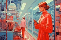 Shopping painting adult woman.