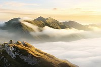 Person climbs up mountain landscape outdoors. AI generated Image by rawpixel.