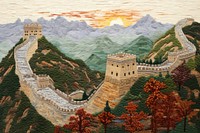 Great wall of China landscape art architecture.