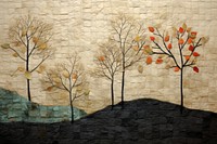 Falling leaves architecture painting mural.