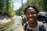 Influencer adventure nature backpacking.