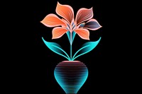 Abstract flower in vase glowing pattern plant.