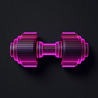 Abstract dumbbells glowing purple light.