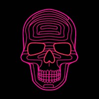 Abstract skull glowing light line.