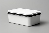 Food container packaging  with label studio shot rectangle porcelain.