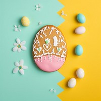 Easter egg cookie icing food. AI generated Image by rawpixel.
