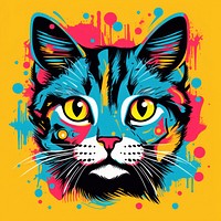 Memphis design of cat art graphics painting.