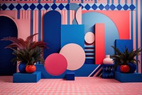 Memphis design of product backdrop art balloon indoors.