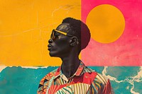 Minimal Collage Retro dreamy of african man art sunglasses creativity.