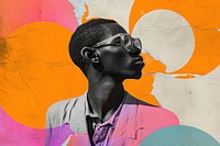 Minimal Collage Retro dreamy of african man portrait adult art.