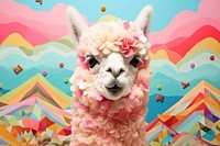 Minimal Collage Retro dreamy of alpaca mammal animal llama.