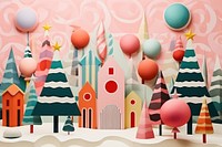 Minimal Collage Retro dreamy of christmas party balloon fun representation.