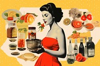 Minimal Collage Retro dreamy of cooking adult food refreshment.