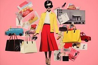 Minimal Collage Retro dreamy of shopping handbag adult transportation.