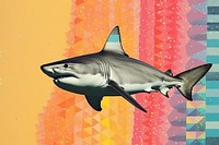 Minimal Collage Retro dreamy of shark animal fish art.