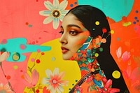 Minimal Collage Retro dreamy of south asian art painting portrait.