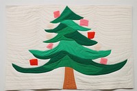 Simple abstract fabric textile illustration minimal of a christmas tree quilt art celebration.