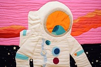Simple abstract fabric textile illustration minimal of a astronaut pattern quilt art.