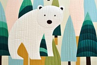 Simple abstract fabric textile illustration minimal of a bear art mammal quilt.