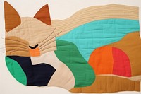 Simple abstract fabric textile illustration minimal of a cat patchwork pattern quilt.