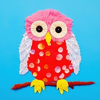 Simple fabric textile illustration minimal of a owl art anthropomorphic representation.