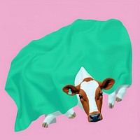 Simple fabric textile illustration minimal of a cow livestock animal mammal.