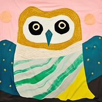 Simple fabric textile illustration minimal of a owl art painting pattern.