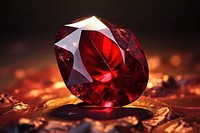 Red gemstone jewelry diamond illuminated.