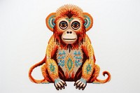 The monkey in embroidery style wildlife animal mammal.