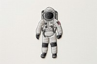 The astronaut in embroidery style representation illustrated clothing.